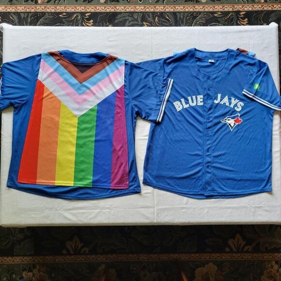 Toronto Blue Jays Rainbow Pride Cape Jersey - XL - Picture 1 of 9